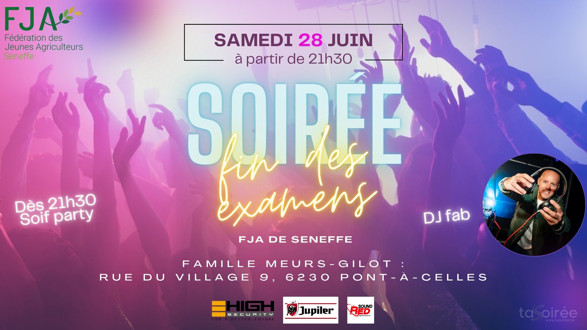 Affiche de l'événement Soirée fin des examens by FJS Seneffe