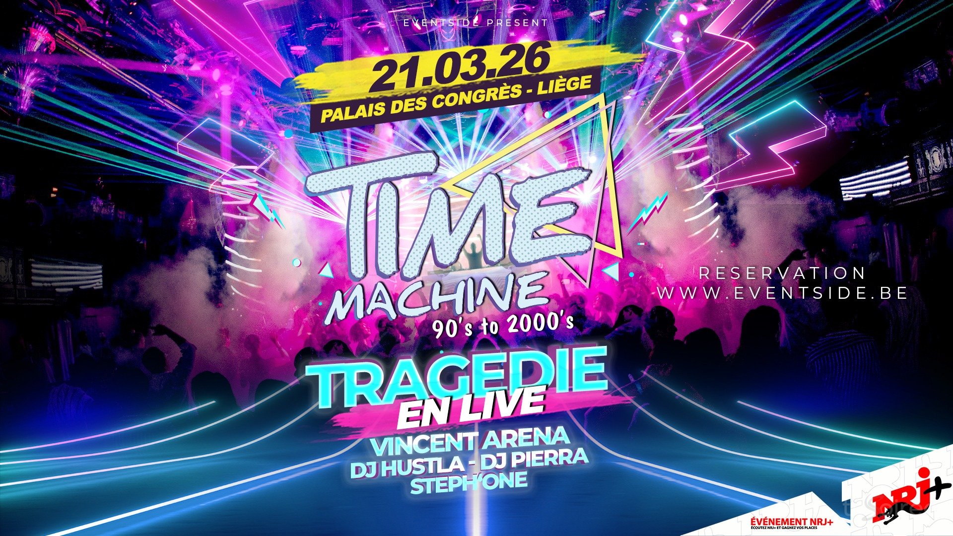 Affiche de la soirée Time Machine à Liège