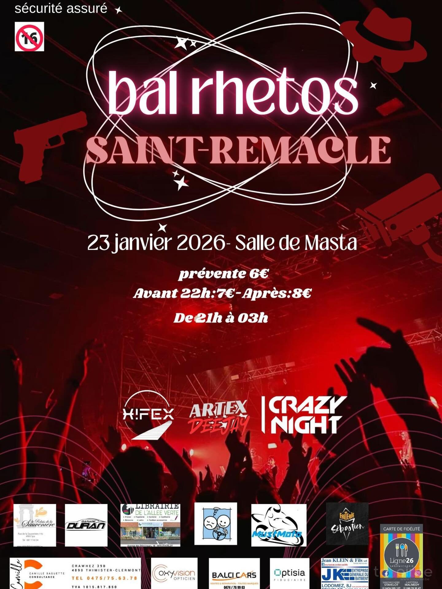 Affiche de la soirée Bal Rhétos de Saint-Remacle à Masta (Stavelot)