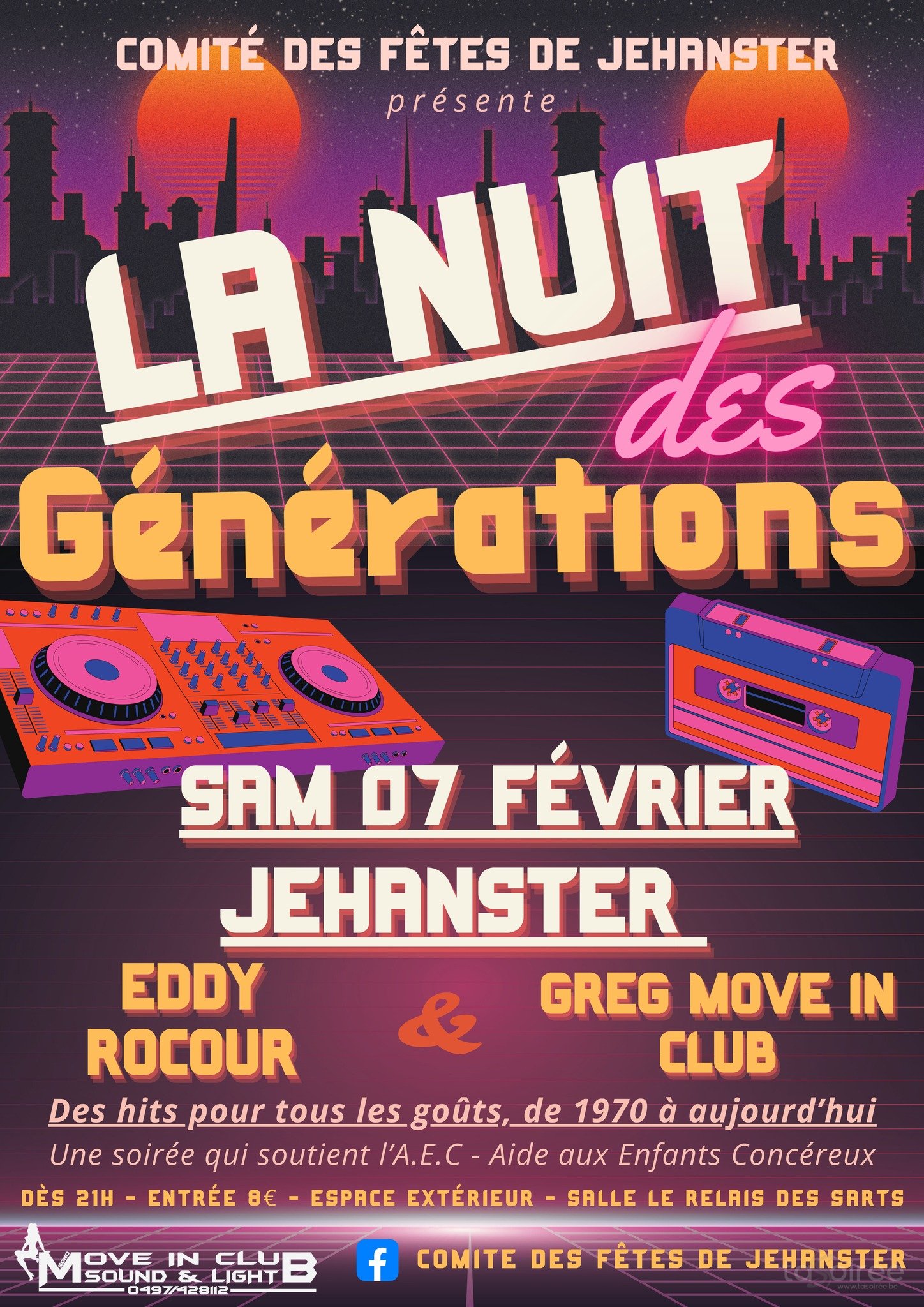 Affiche de la soirée La nuit des générations à Jehanster (Theux)