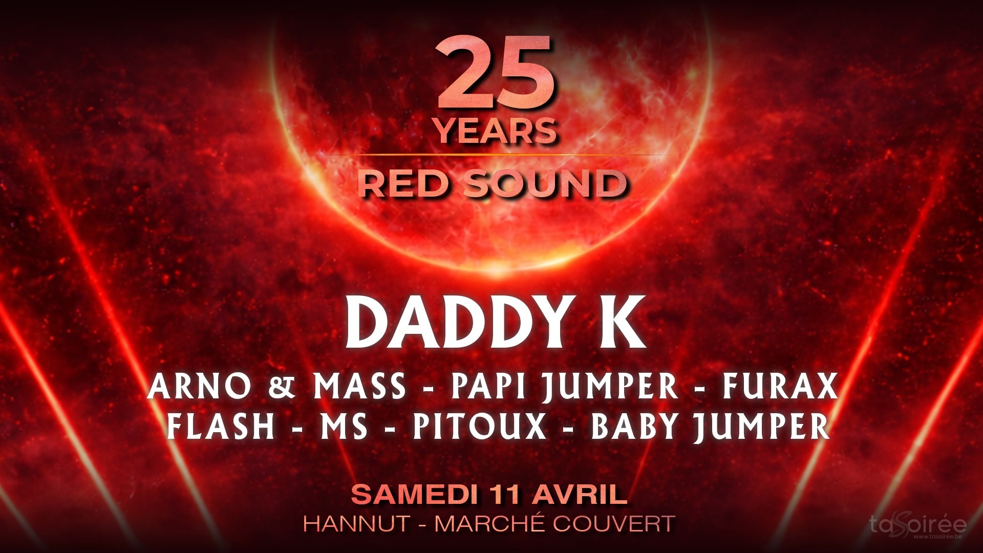 Affiche de la soirée Redsound 25 years à Hannut