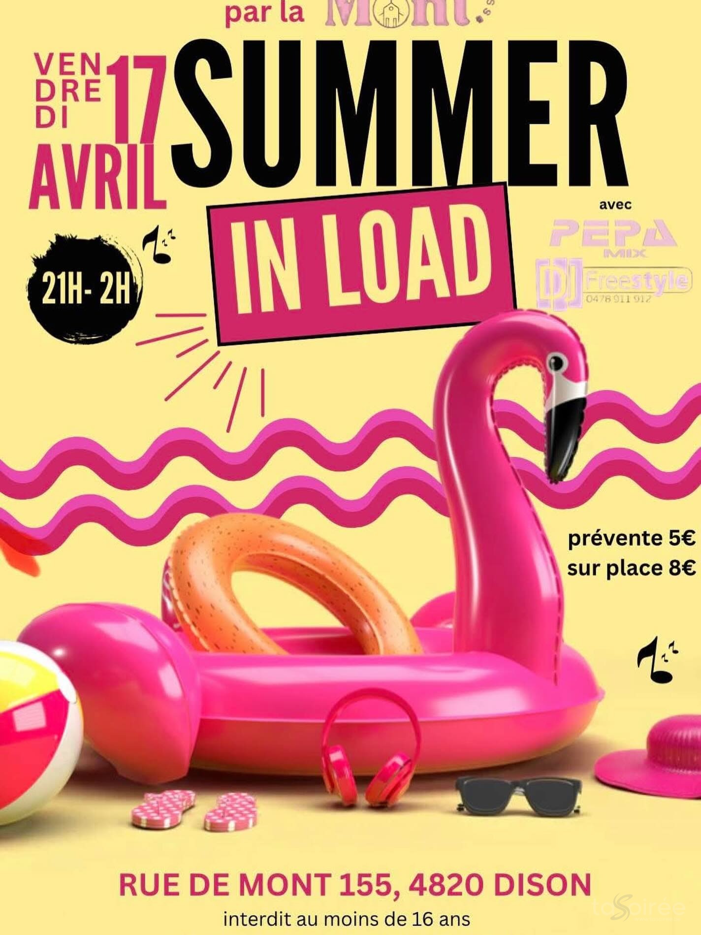Affiche de la soirée Summer in load à Dison