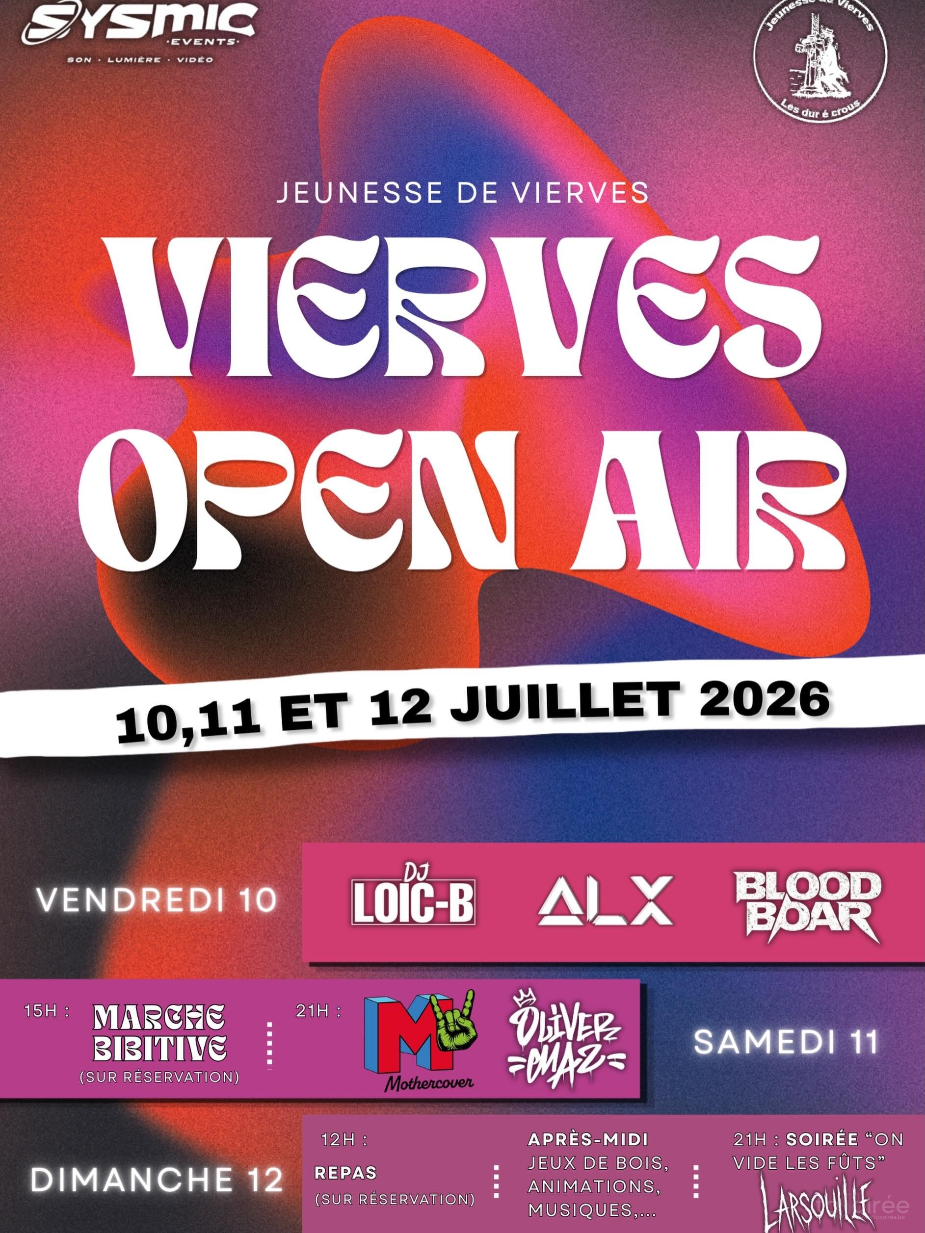 Affiche de la soirée Open Air Vierves 2026 à Viroinval
