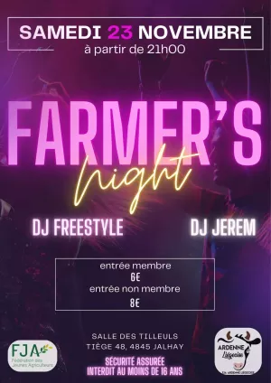 Affiche recto de l'événement : Farmer's Night