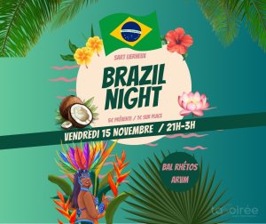 Affiche recto de l'événement : Brazil Night (Bal Rhétos ARVM)