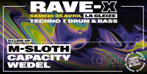 Affiche recto de l'événement : Rave-X