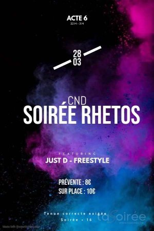 Affiche recto de l'événement : Soirée Rhétos CND