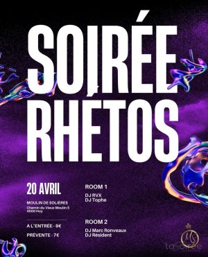 Affiche recto de l'événement : Soirée Rhétos