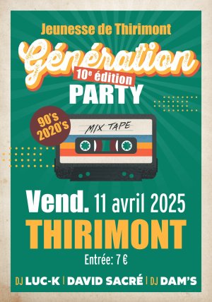 Affiche recto de l'événement : Génération Party 2025