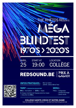 Affiche recto de l'événement : Méga Blindtest rhétos