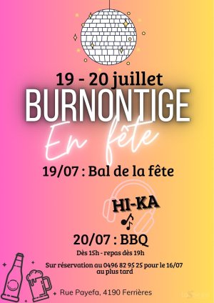 Affiche recto de l'événement : Burnontige en fête