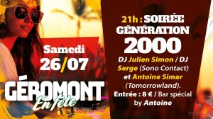 Affiche recto de l'événement : Soirée Génération 2000