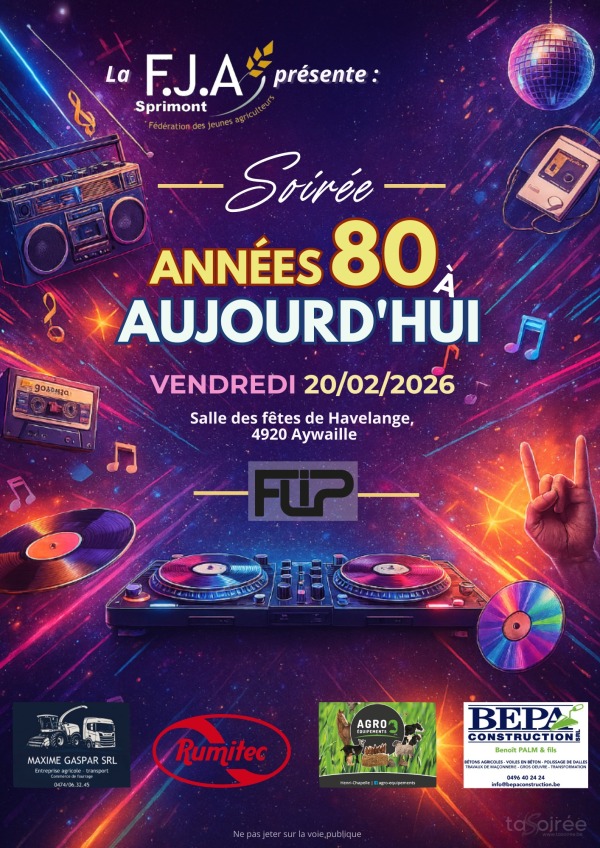 Soirée Années 80 à Aujourd'hui